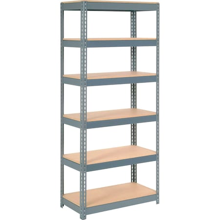Global Industrial Extra Heavy Duty Shelving 36W x 18D x 96H With 6 Shelves, Wood Deck, Gry B2297320